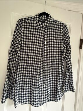J. Crew Navy and White Gingham Button-Down Shirt